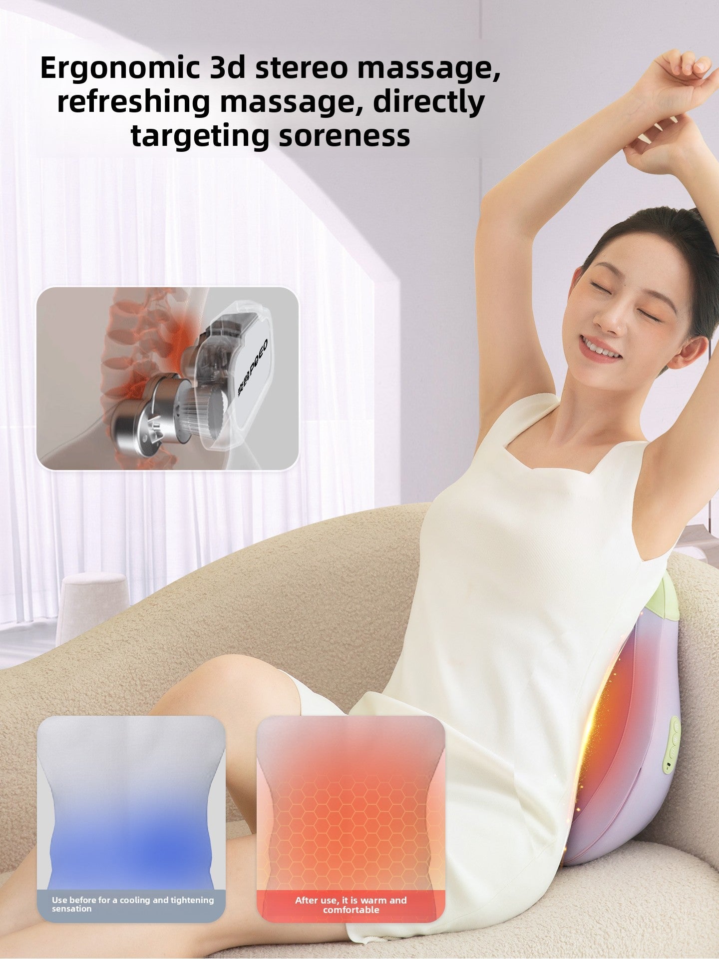Back Massage Pillow with Heat – Shiatsu Lumbar & Waist Cushion  Restoria