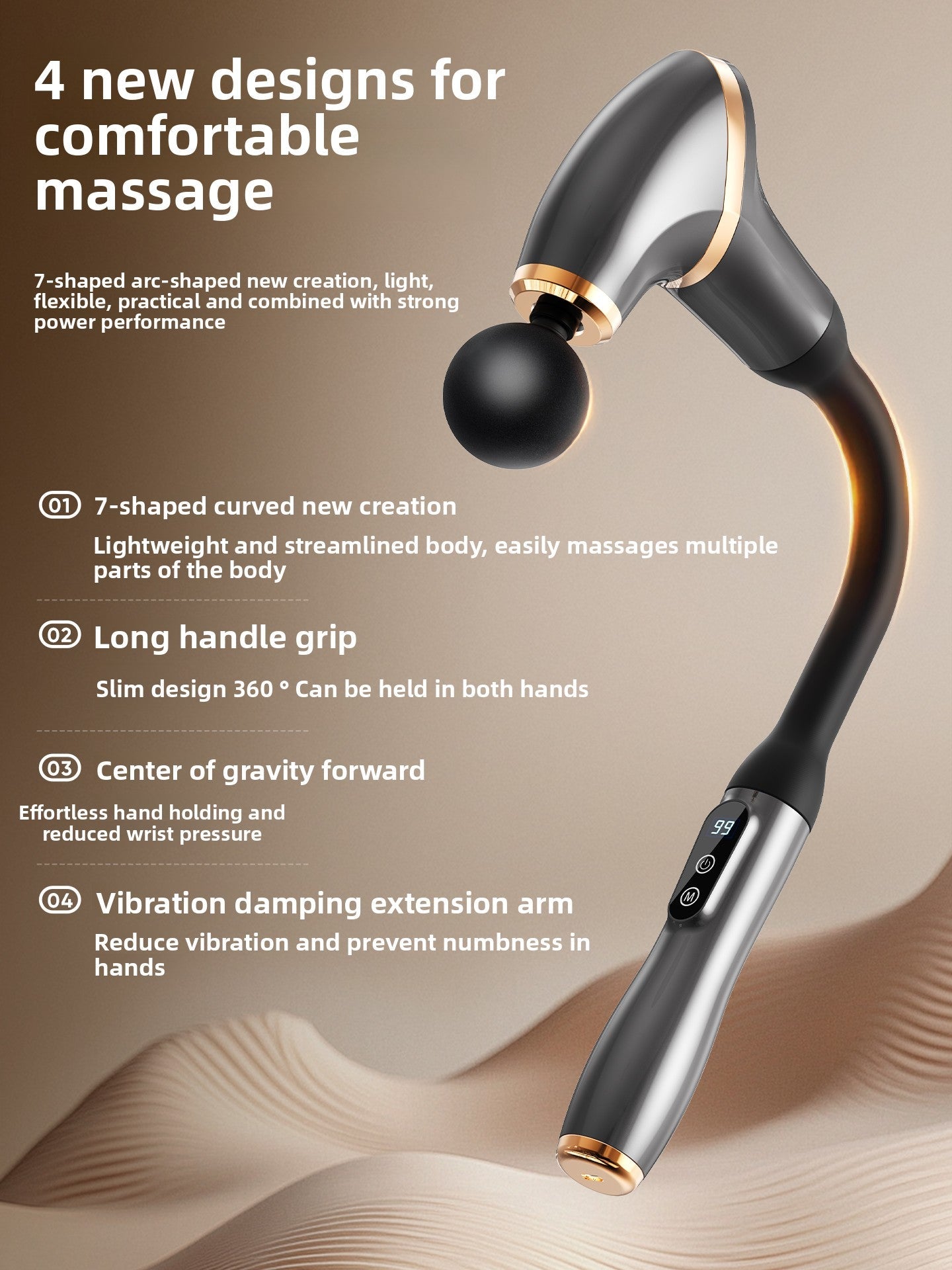 Professional Long Handle Muscle Massage Gun – Full Body Deep Tissue Massager  Restoria